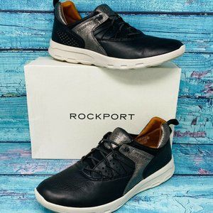 Rockport Let's Walk Bungee Black Leather Comfort Women's Shoe Size 9.5 - NEW